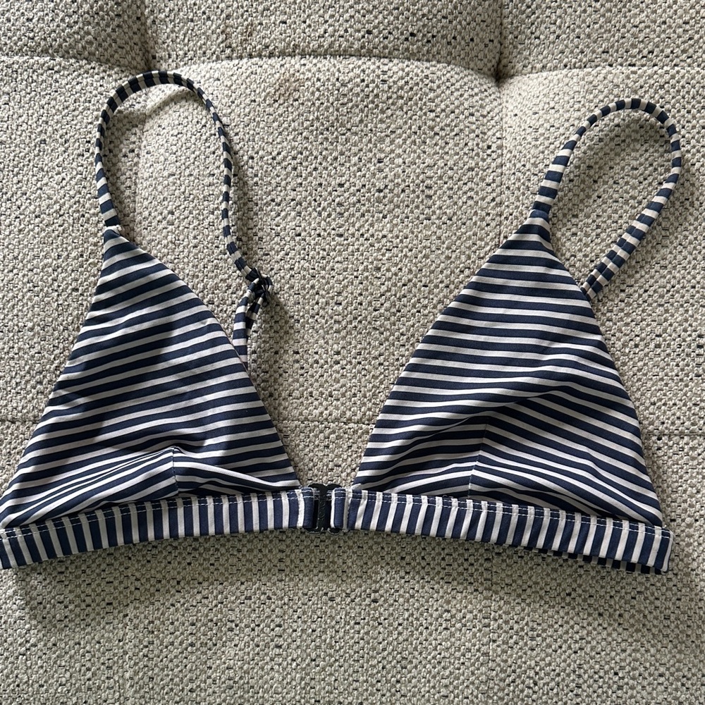 Acacia Swimwear Navy and White Striped Bikini Top